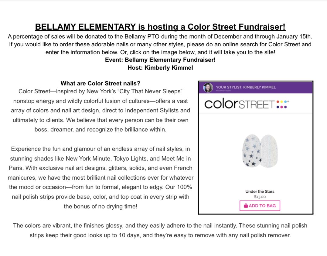 Bellamy_Rome's tweet photo. Who doesn’t love beautiful nails at the holidays 👍🏻. Join our Bellamy Elementary Fundraiser. https://t.co/sLUsAs1zXL