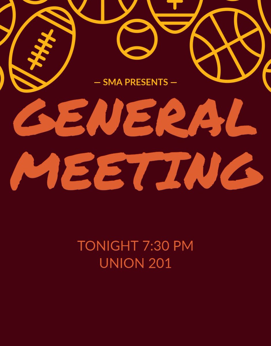 BGSUSMA's tweet photo. Our last general meeting of the semester is TONIGHT at 7:30 in Union 201! We have a #SMAZING guest speaker and some fun announcements you won't want to miss! https://t.co/O5edeMCUXM