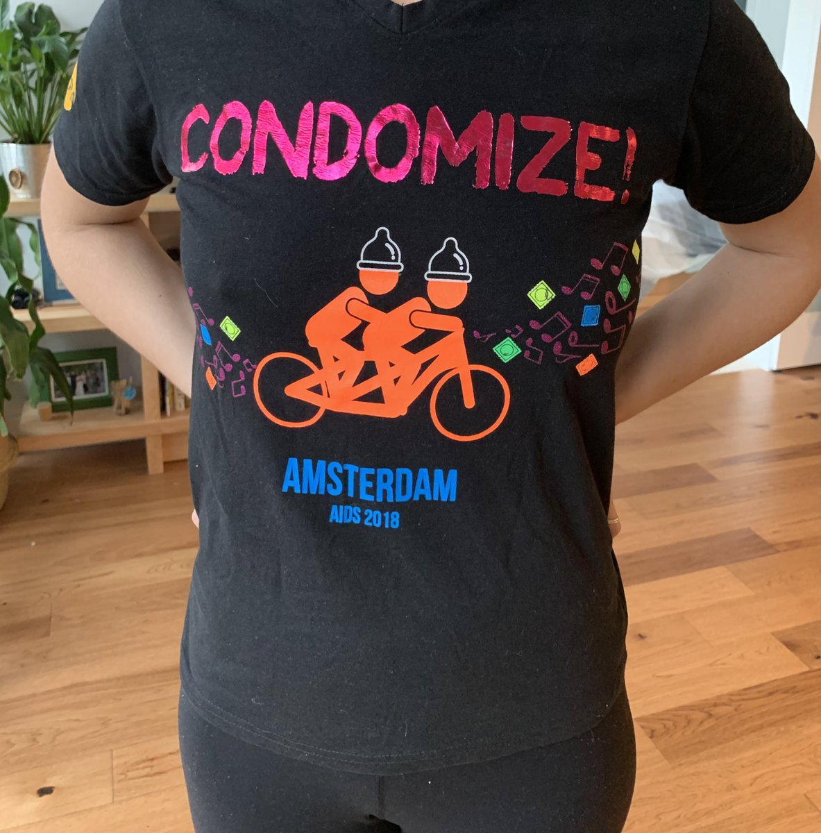 Today is World AIDS Day and I donned my Condomize t-shirt gifted to me from my dear friend and collaborator who is living with HIV. ♥️ 
And yes, the cyclists have condoms on their heads 🍆  #WorldAIDSDay #UEqualsU #WorldAidsDay2021 #HIVAwareness #WomenAndHIV