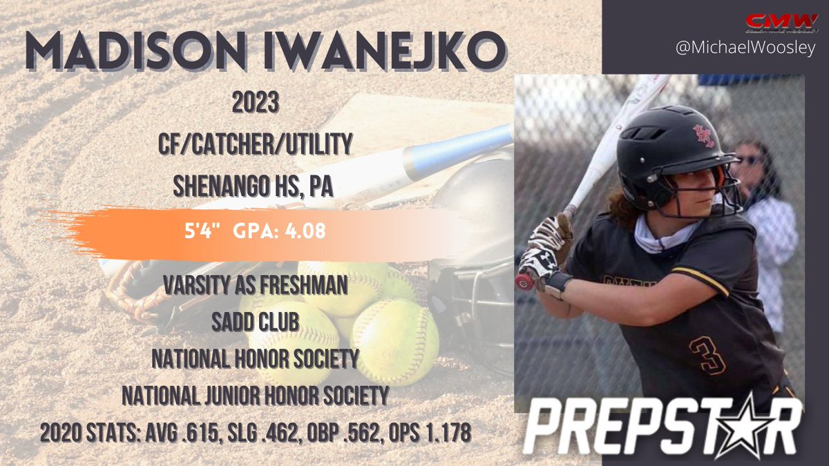 Madison Iwanejko 2023- CF/Catcher/Utility at Shenango HS in New Castle, PA. Defensively, Madison tracks the ball well and takes good angles to the all. She also has a strong arm to keep runners at bay. <a href="/madisoniwanejko/">Madison</a>
