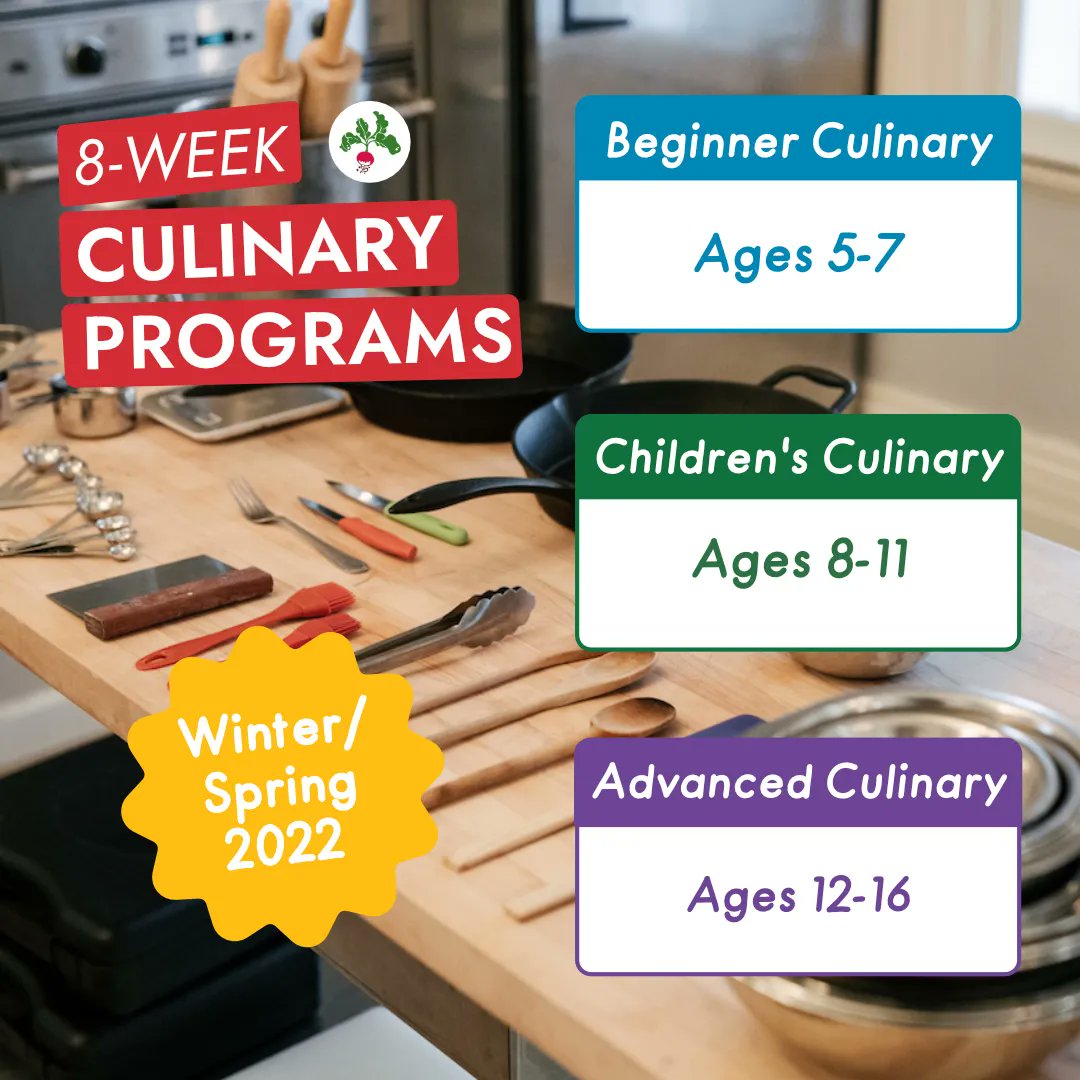 📢 We're so excited to announce our new line-up of Culinary Programs! 

These 8-week programs for a variety of age ranges will build foundational cooking skills, all while participants are having fun, strengthening their confidence and getting creative!
buff.ly/3D71a3f