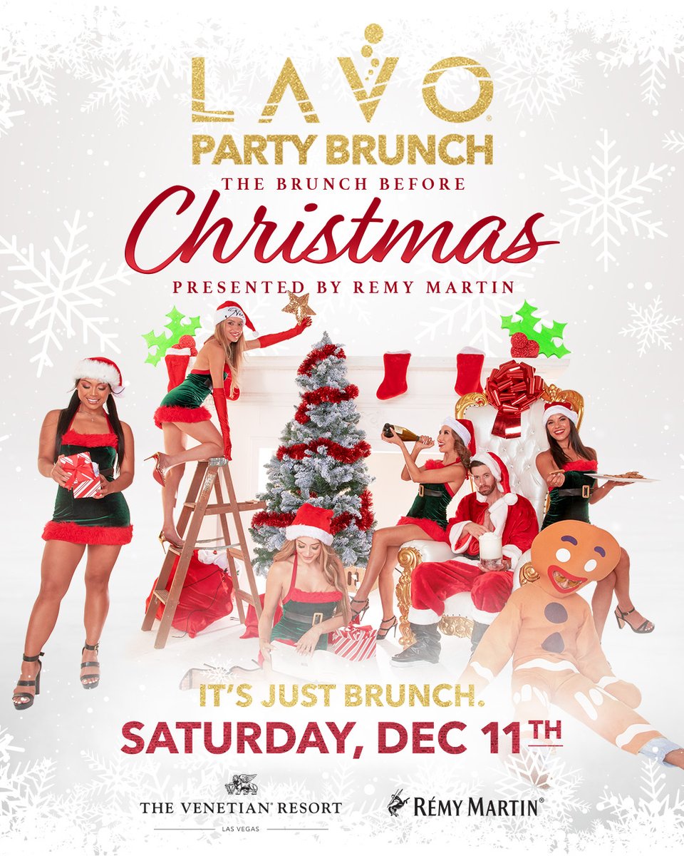 LavoLV's tweet photo. ‘Twas the brunch before Christmas, with champagne all around, poppin bottles to the DJ’s sounds! 🥂🎄

#LavoPartyBrunch is putting Christmas Magic in the air! Join us on Dec. 11th for a very Merry #ItsJust Brunch presented by @remymartinus! 🎅✨ https://t.co/E7laccdcim