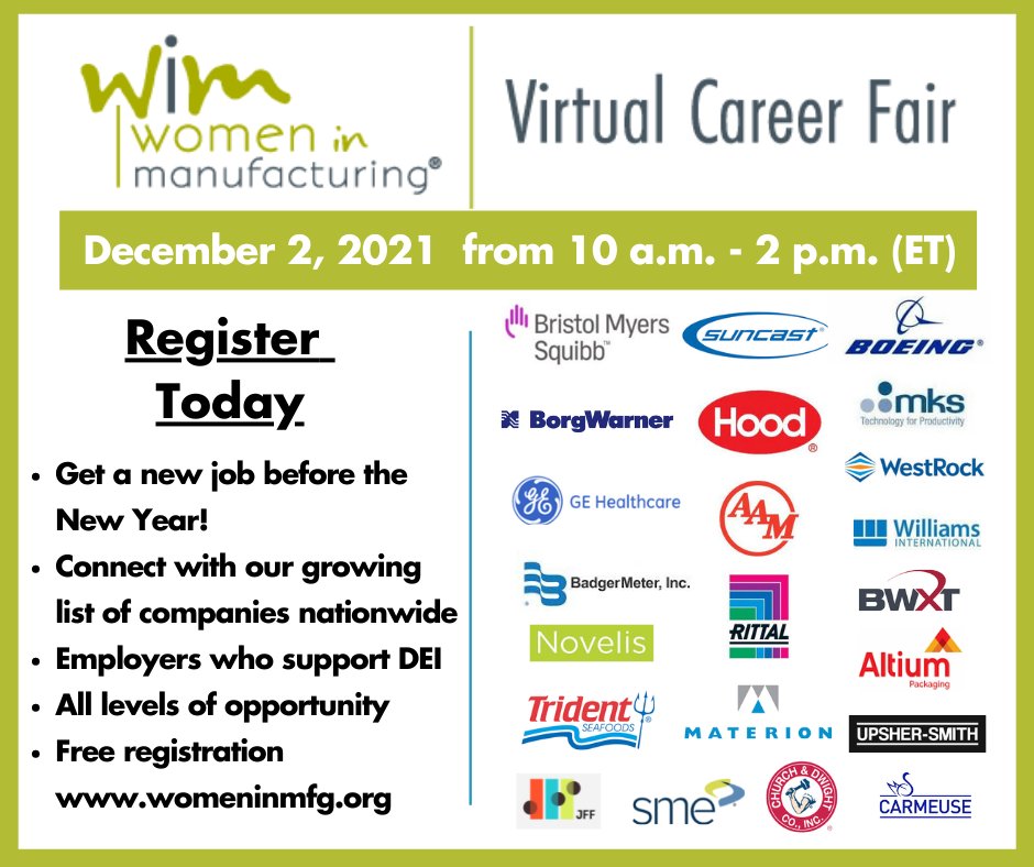 Are you one of the 73% of recent #college graduates still searching for full-time jobs? Get face-face career connections at WiM's virtual career fair and find your next job!  Register for our Virtual Career Fair on December 2 here! ow.ly/xvJp50GUAmP
#jobsearch #employment