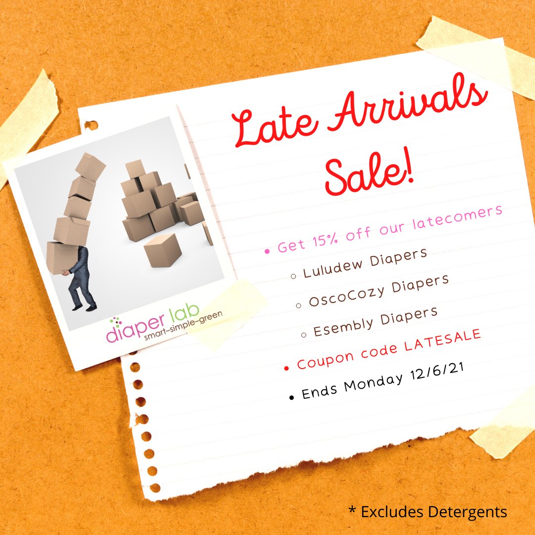 diaperlab's tweet image. SALE - 15% off Luludew, OsoCozy and Esembly Diapers - mailchi.mp/0fbb8d651111/s…
These three brands had deliveries that arrived too late for our big November Sale event.  So we are doing 15% off until Monday 11.59pm 12/6/21.  Use coupon code LATESALE