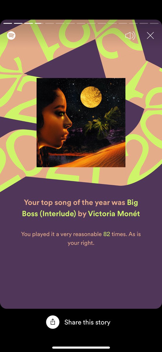 rishrishh's tweet photo. ok I deleted the Twitter app bc this place is too much sometimes lol but I wanted to hop on to say I accomplished a 2021 music listening goal thanks to my g @VictoriaMonet 😍 top 0.05% of listeners and JAGUAR STILL SLAPS #GoListen https://t.co/AYc3680Um9