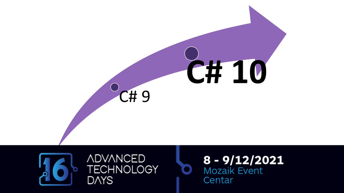 MarkoLohert's tweet photo. To show what’s new in #CSharp10 I’ll upgrade a demo app from #CSharp 9 to C# 10 in my second talk at this year’s @ATDkonferencija
#AdvancedTechnologyDays #ATD16 https://t.co/Z59orLW19h