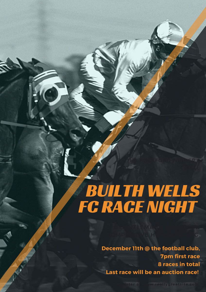 Our eagerly anticipated race night will be taking place on the 11th of December, following our crucial league clash with <a href="/BreconCorriesFC/">Brecon Corries AFC</a> …

Would be great to see as many of you there as possible! 

Details of the night are below! 

#UPTHEBULLS 🧡🖤🧡🖤
