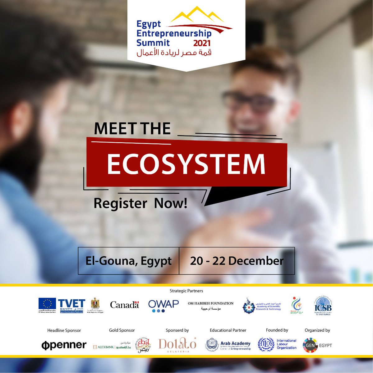Join the local and the global ecosystems in Al Gouna from the 20th till the 22nd of December to network through Egypt Entrepreneurship Summit 2021!
For more info &amp; registration, visit this link: 
egyptinnovember.com
#EES2021