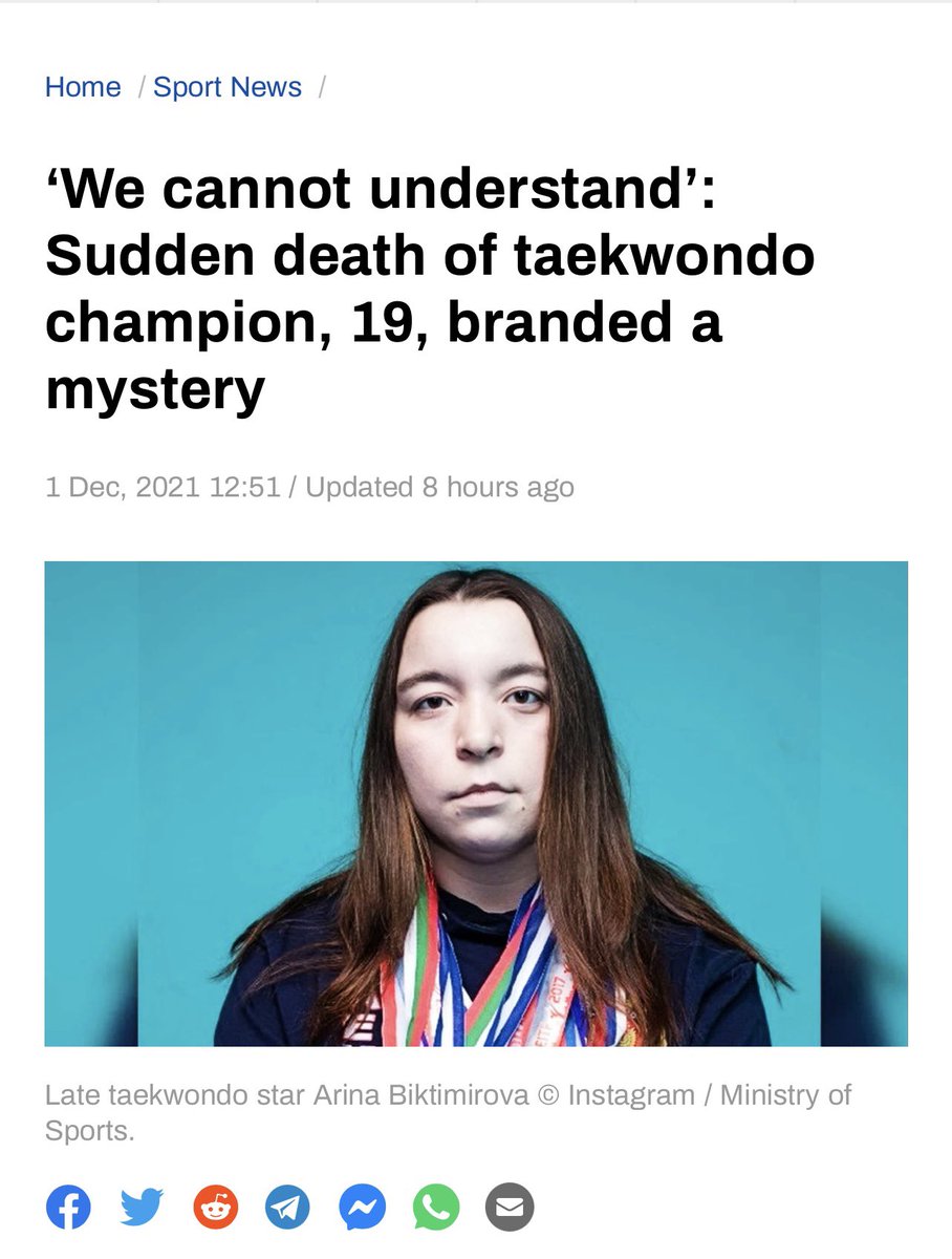 Suzy_1776's tweet photo. Another sudden death. 19 year old Taewkondo champion. 

This is just too much. 😔🙏 https://t.co/CEUpX3jp7J