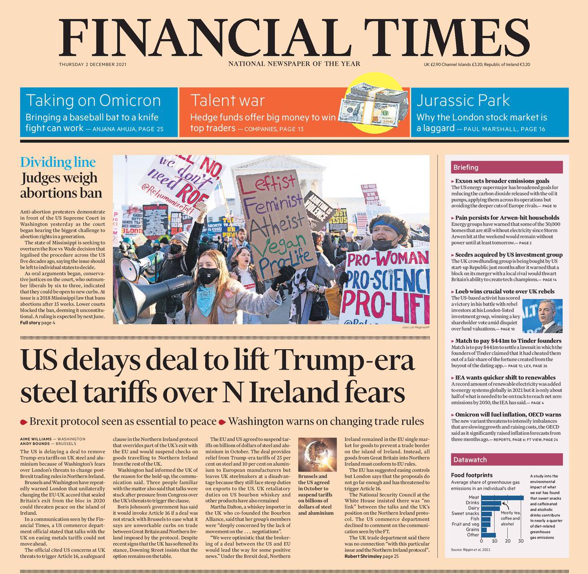 DarranMarshall's tweet photo. FT: The US is delaying a deal to remove Trump-era tariffs on British steel & aluminium because of Washington’s fears over London’s threats to trigger Article 16. https://t.co/7CbNrgaKSn