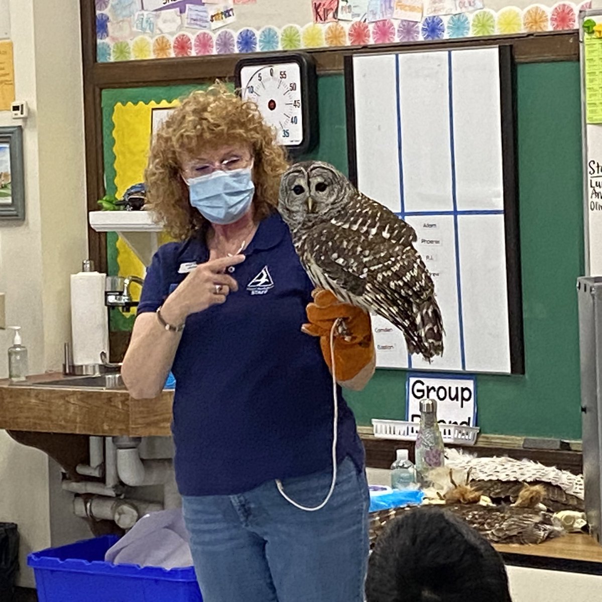 Today we had the privilege of meeting a barred owl and a red tailed hawk from the Blue Hills Trailside Museum. <a href="/MassAudubon/">Mass Audubon</a> Thanks to the Baker PTO for sponsoring this program!