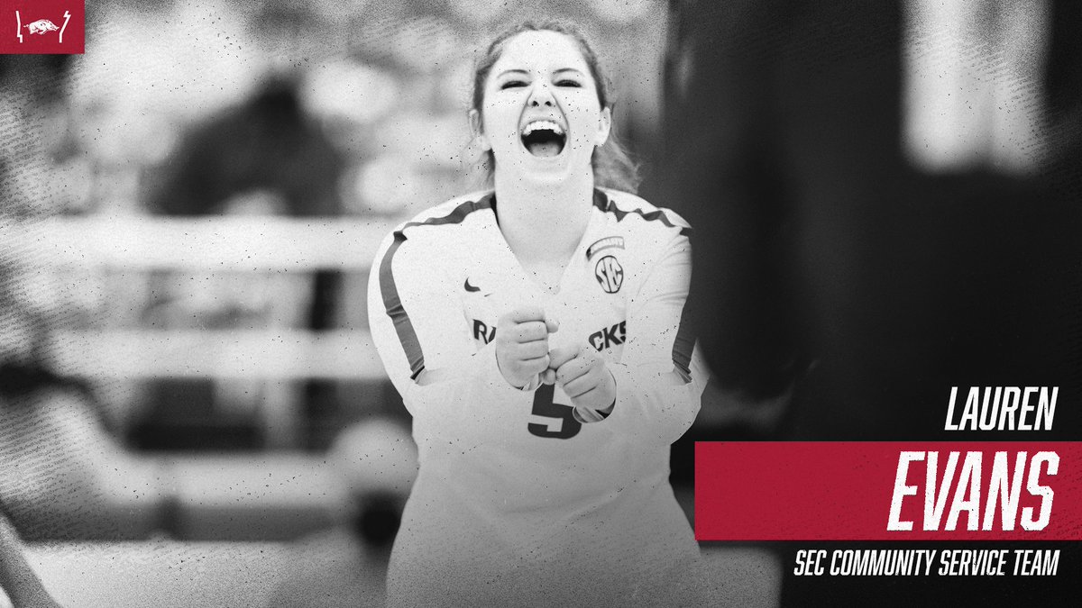 Giving her best on the court, on campus and all over Northwest Arkansas.

So proud to have <a href="/laurenevans_5/">LAUREN EVANS</a> represent us on the 2021 <a href="/SEC/">Southeastern Conference</a> Community Service Team! 👏

Details 👉 bit.ly/3d9upIo