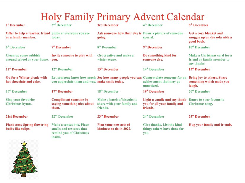HolyFamilyOL8's tweet photo. Our pupil chaplains led our first Advent assembly today. They shared how we can prepare for Christmas. Please join us by following their special calendar. https://t.co/K5Ewvm8wnE