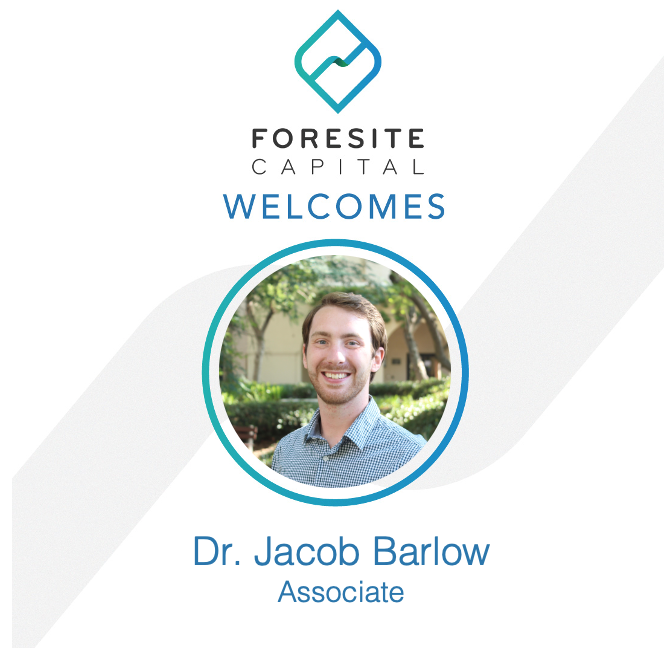 ForesiteCapital's tweet image. Our team is growing! We welcome Dr. Jacob Barlow to Foresite Capital. He joins as an associate on our life sciences research team.