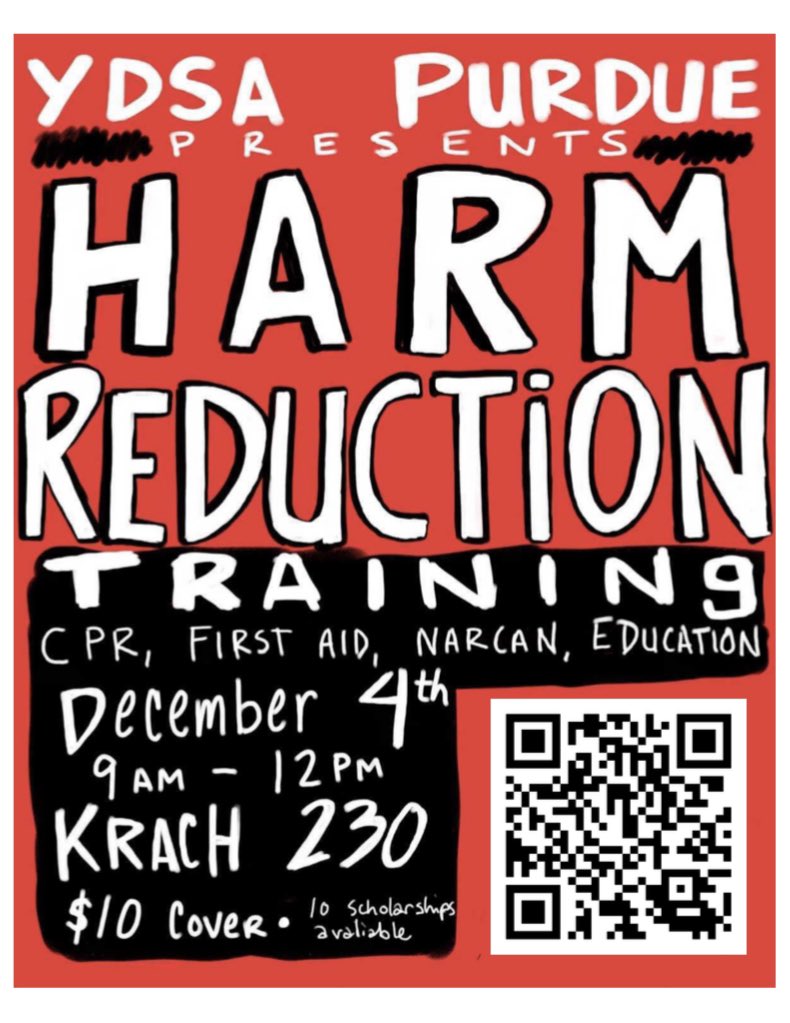 YDSAPurdue's tweet photo. This weekend, we will be holding a special event on harm reduction with three speakers.  Campus health risks such as alcohol poisoning, disease transmitted through unprotected sex, etc. will be addressed, along with basic training in principles of harm reduction.  See you there! https://t.co/jb9PF6G0oK