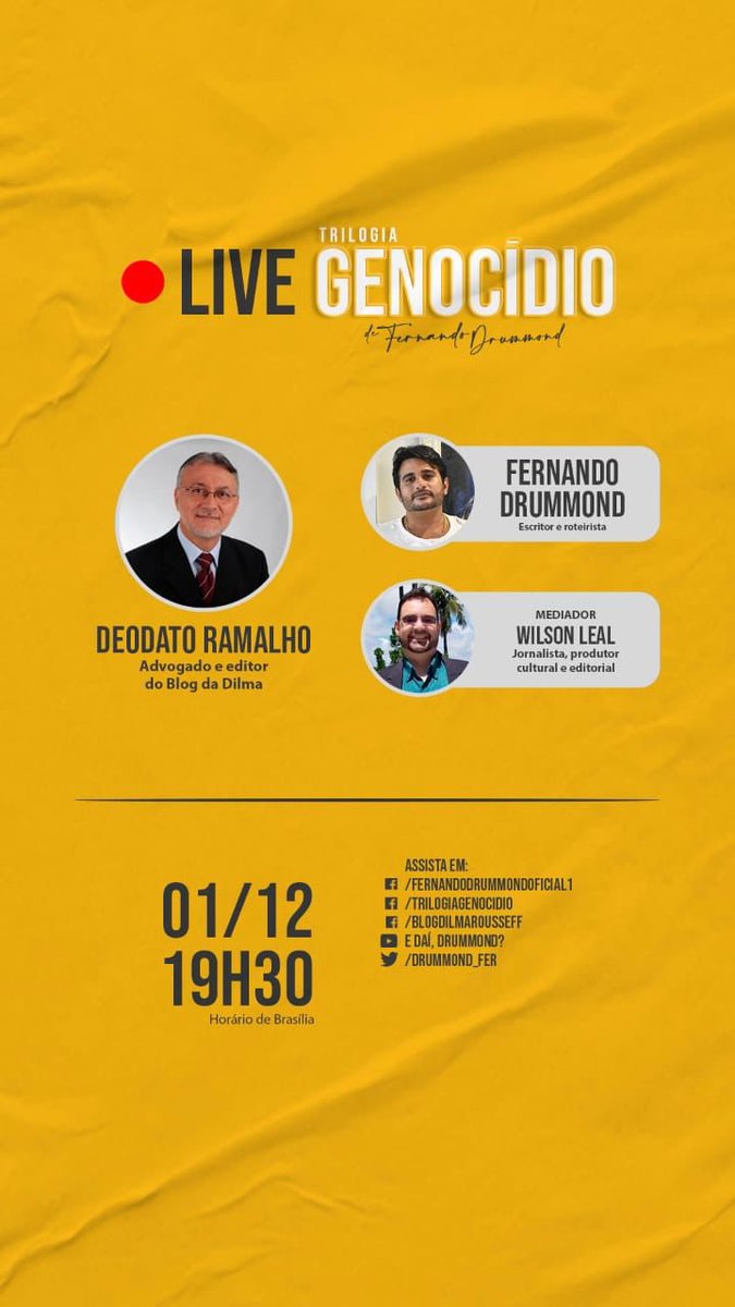 ednaconversa's tweet image. Logo mais às 19:30 temos encontro marcado com o jurista @deodatoramalho e o escritor e roteirista @drummond_fer não podemos perder! #ÉprecisoSalvarVidas #resistir #lermuito #informaçãoépoder