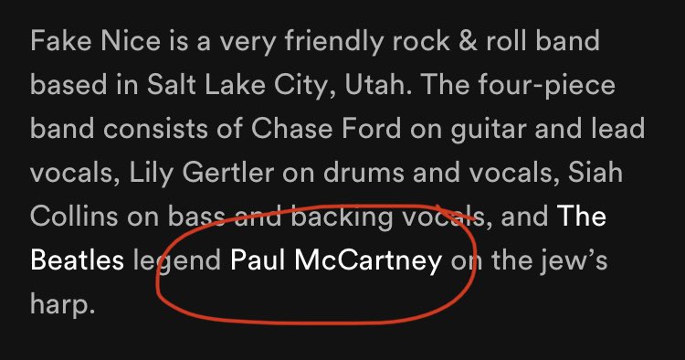 FakeNiceBand's tweet photo. Boyhood Vanity out 12/3. P good track, believe us when we say we did as much as we could to minimize @PaulMcCartney’s input on this one. https://t.co/2iafvvoUfy