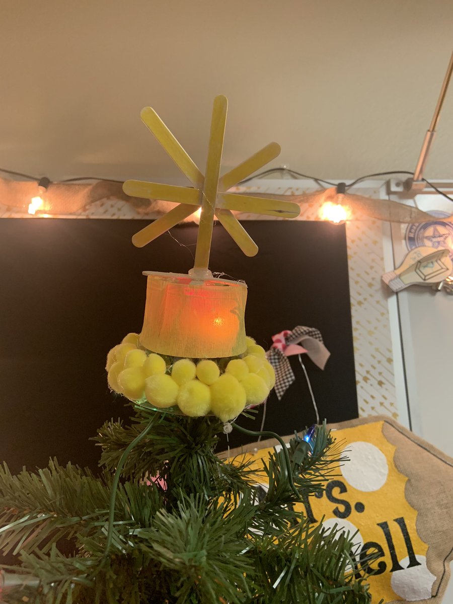 RES_GATES's tweet photo. Let the kids create the ornaments for the tree this year-I just love how they transform materials! Complete with a tree topper! #RangerStrong @RoanokeRangers https://t.co/gJbu9fLvhG