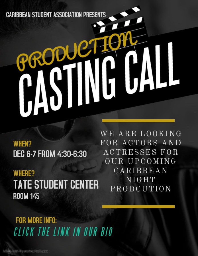 UGACaribSA's tweet photo. Caribbean Student Association presents an open casting call for our
annual play held during Caribbean Night. We are looking for males and females within the 17-23 age range.
Multiple young adult roles are available. Please express interest by filling out the form in our bio. https://t.co/RV9Lws2u1y