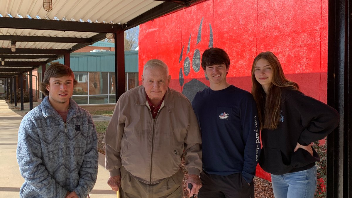 kinghistorycchs's tweet photo. It's a great day to be a BEAR! Students collected the oral history of a living legend today in Coach Ronald Scott⚾️. He began teaching/coaching @ChathamCentral the year the doors opened in 1959. So many memories he shared. . . #CCHSHistoryProject #Staytuned https://t.co/cYYk6Z3YWW