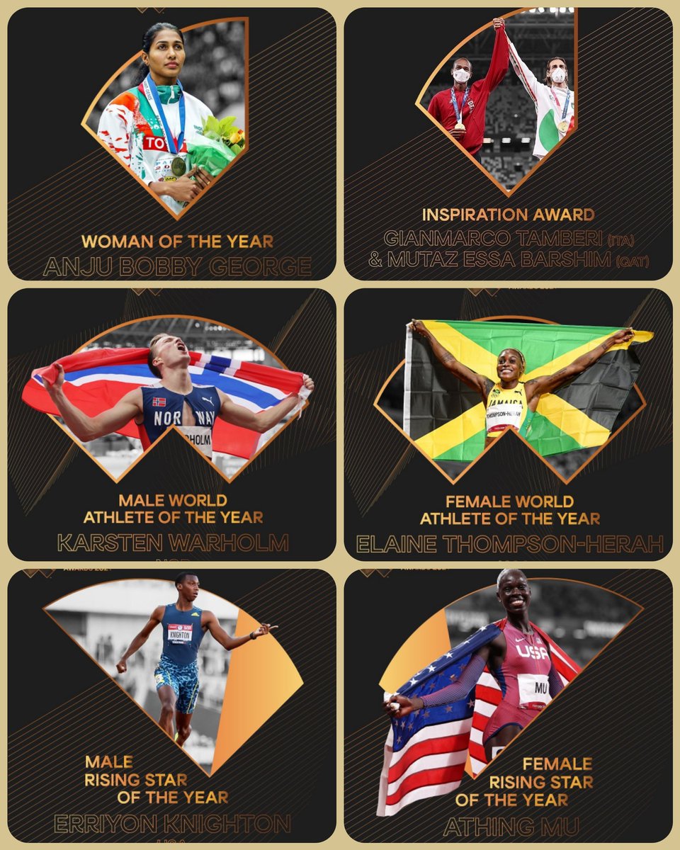 #WorldAthleticsAwards 2021 Congratulations to @anjubobbygeorg1 for winning Woman of the Year 🤩 👏