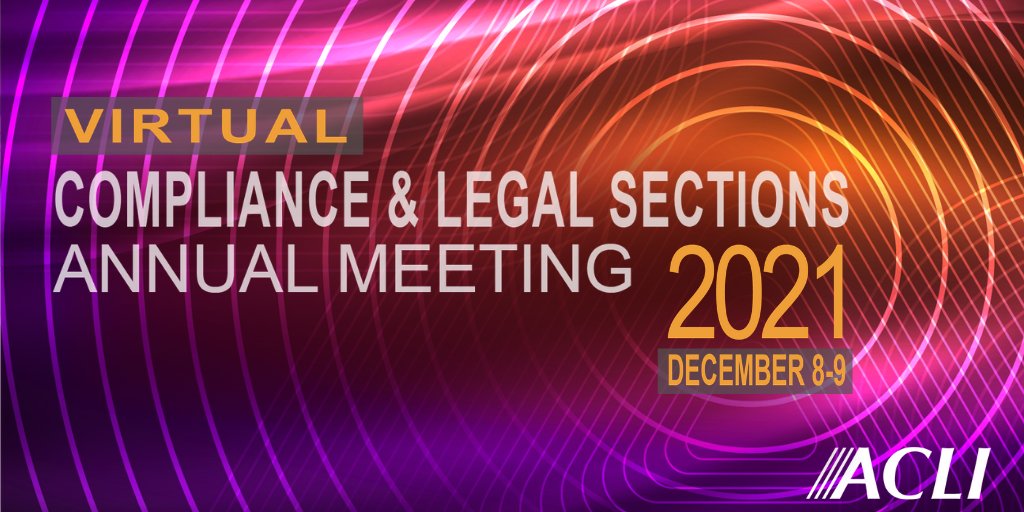 ACLINews's tweet photo. The #ACLIComplianceLegal Virtual Annual Meeting kicks off next week. There's still time to register! 

Join us December 8-9 and learn about pertinent topics relevant to both compliance and legal executives: https://t.co/LcUP012Eyf https://t.co/jVVAscr2C5