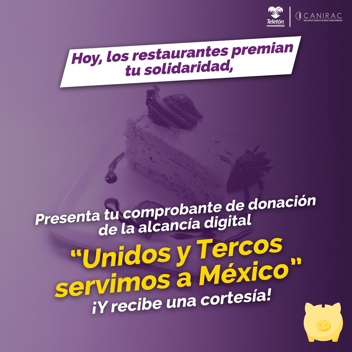 💜¡Solo faltan 4 días!💛

Sabemos que la industria restaurantera es #OrgullosamenteTerca cuando se trata de ayudar, por ello, los invitamos a donar. 

👉🏼 alcanciadigitalteleton.mx/.../canirac-un…...

¡Juntos podemos llegar a la meta!

<a href="/chefbeza2/">@chefbeza_</a>