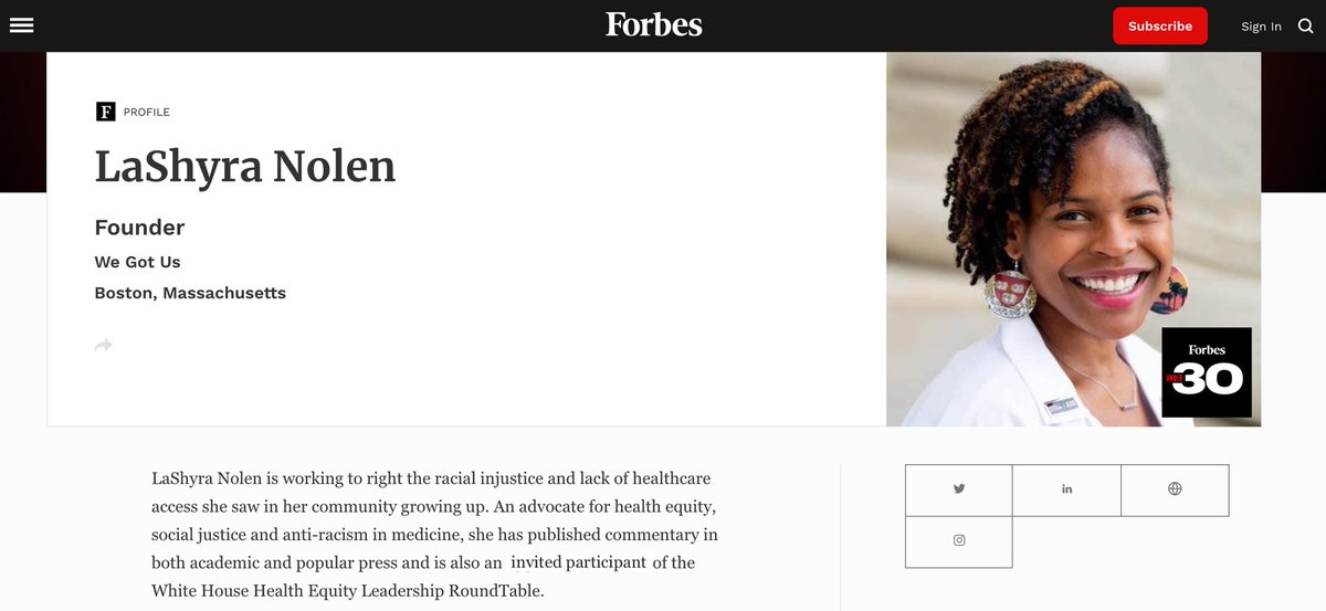 LashNolen's tweet photo. So humbled to share that today I was named a @ForbesUnder30 2022 honoree! 

Shoutout to my incredible mother that raised me, my dedicated team @wegotusproject, and my amazing community that continues to uplift my dreams. Much love and let’s keep workin!✊🏾

https://t.co/nmxRPfayvo https://t.co/V5HTM3XUys