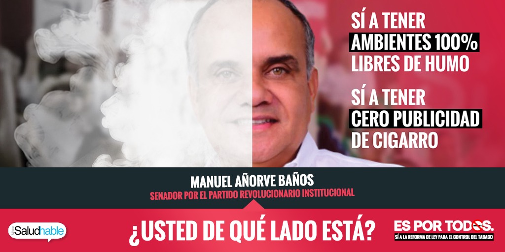 La salud nunca más en manos de las tabacaleras. Gracias por protegernos del daño del tabaco y la nicotina #LegislarTabacoYa #EsPorTodos #espacioslibres #ceropublicidad 

Senador <a href="/manuelanorve/">Manuel Añorve Baños</a>

¿Usted de qué lado está?