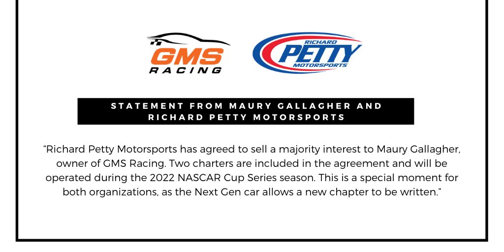 [GMS] Richard Petty Motorsports sells majority interest to GMS Racing ...