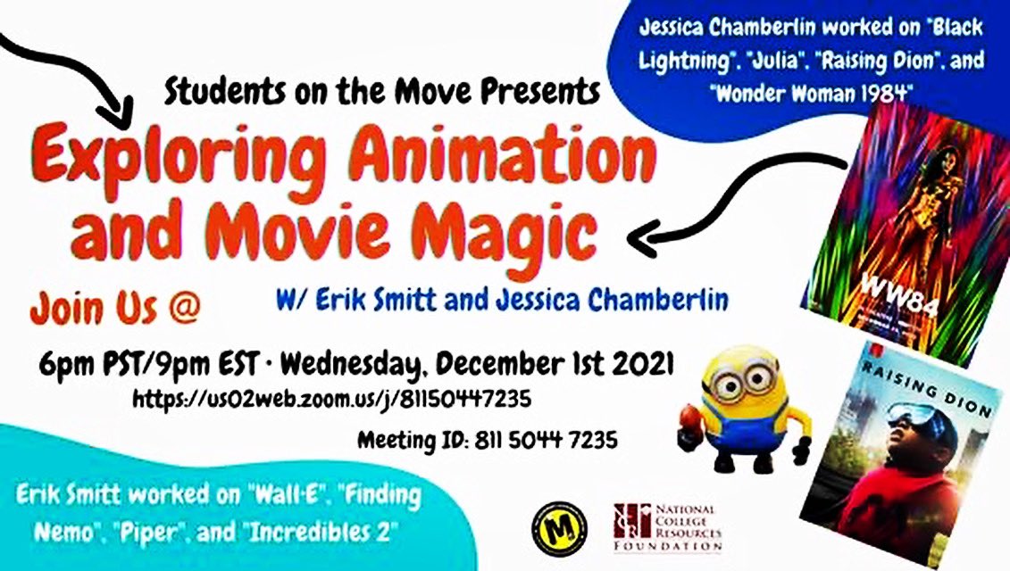 Attention CV Students! Thinking about a career in animation? Come hear from some professionals in the field that have worked on movies like Wall-E and Wonder Woman 1984. TODAY at 6 pm. https://t.co/x6m4VWCmmN