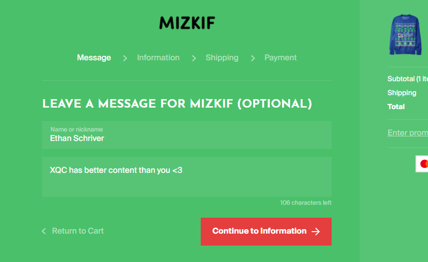 Just bought a Christmas sweater from <a href="/REALMizkif/">Mizkif</a> :D