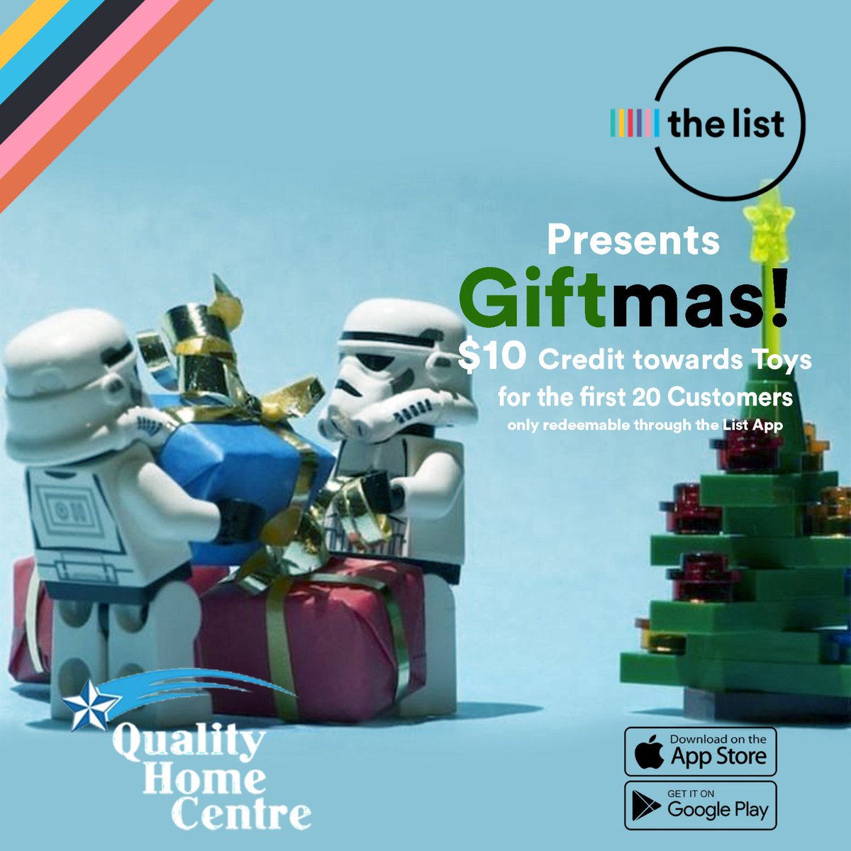 TheListRewards's tweet photo. Enjoy Giftmas With ALIV &amp; The List at Quality Home Centre! Shop at Quality Home Centre this Holiday and get $10 credit towards your kids gifts! https://t.co/ulCjq2iV0D