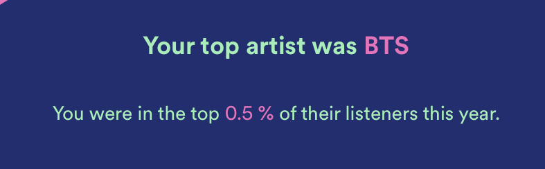 Corinnejayy's tweet photo. Okay...I expected this for my Spotify Wrapped lol. TY BTS💀 @BIGHIT_MUSIC https://t.co/askkIGYncG