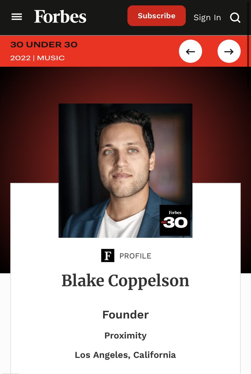 Thank you <a href="/Forbes/">Forbes</a> for selecting me as one of Forbes 30 Under 30 this year in Music. Grateful everyday for what I do and can’t wait to continue growing.