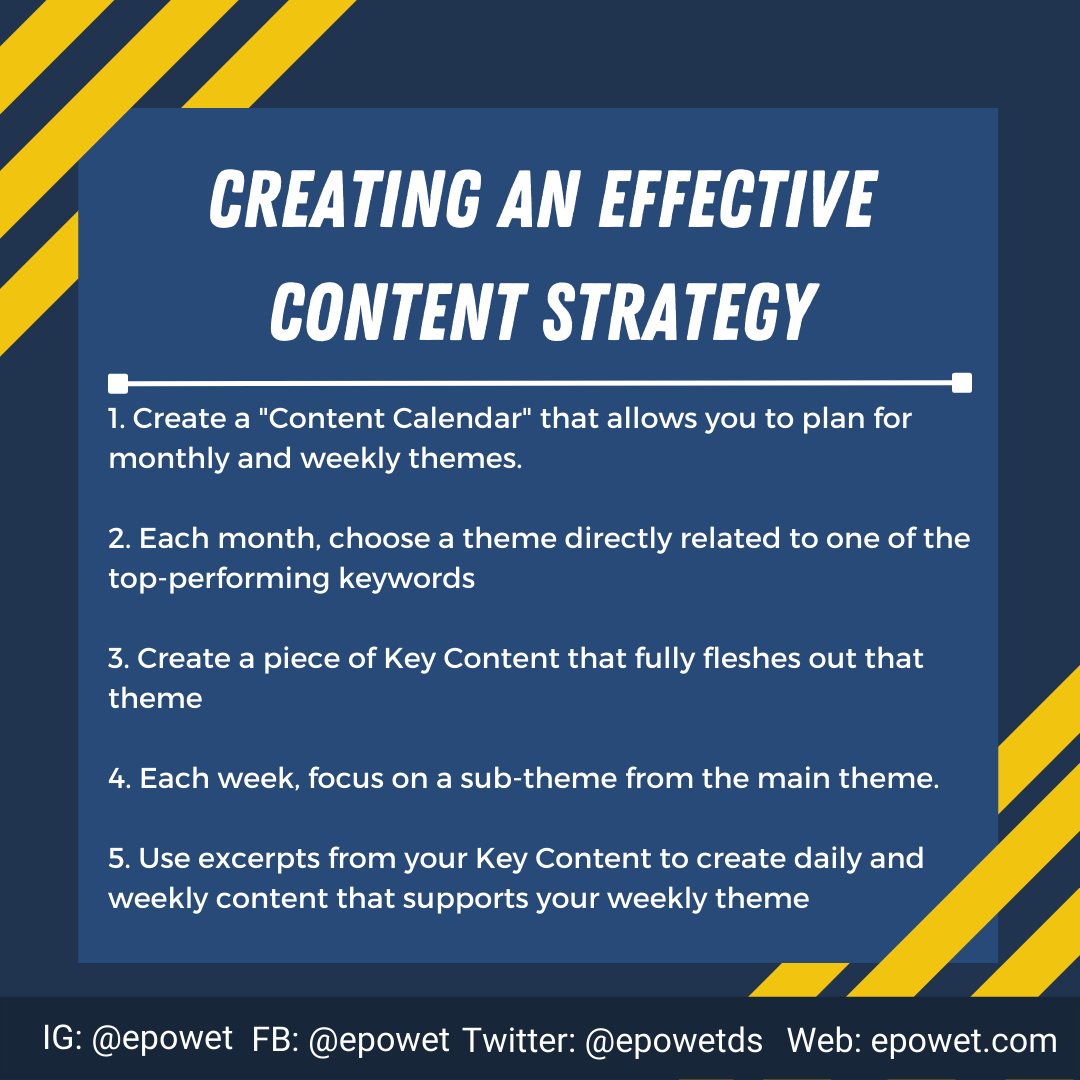 EpowetDS's tweet photo. If your business gets those 5 things done, your Content Strategy will be much more effective and more organized than before. If you’d like to learn more about how to make your Content Strategy the best it can be, check out our blog post at: https://t.co/7cyz5N8PaL

#seo#marketing https://t.co/11RFAuDDnt