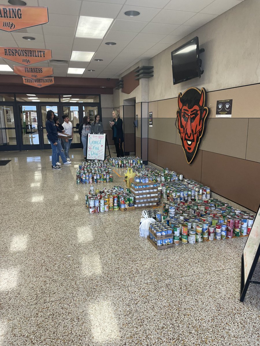 dhs_together's tweet photo. What???? DHS just brought in over 3200 cans of food for the Food Drive!!! #seniorswin #freshman2nd #juniors3rd #amazingjob #feedingourcommunity thank you @dumashstx @DumasISD https://t.co/pe9xWQfuKW
