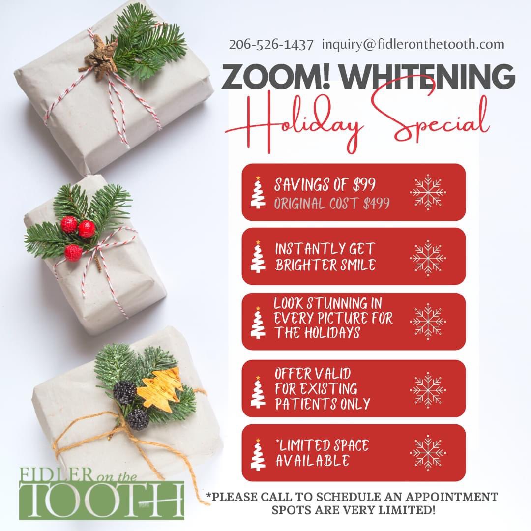 drvickifidler's tweet photo. Can you believe it's the first day of December? Is your smile ready for all the holiday photos this year? Well, now is a good time to take advantage of our Zoom whitening holiday special. Contact us for an appointment today. Spots are very limited! For existing patients only. https://t.co/1RmWjDpR96