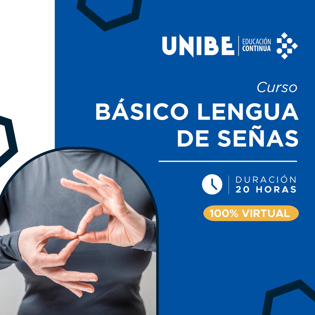 ✊🏻🤘🏻🖐🏻Forma parte de nuestro Curso Básico de Lengua de Señas, un programa diseñado con la finalidad, de que los participantes aprendan las herramientas y competencias necesarias para comunicarse a través de este lenguaje. 

#UNIBE #lenguadeseñas #señas #signlanguage #inclusión
