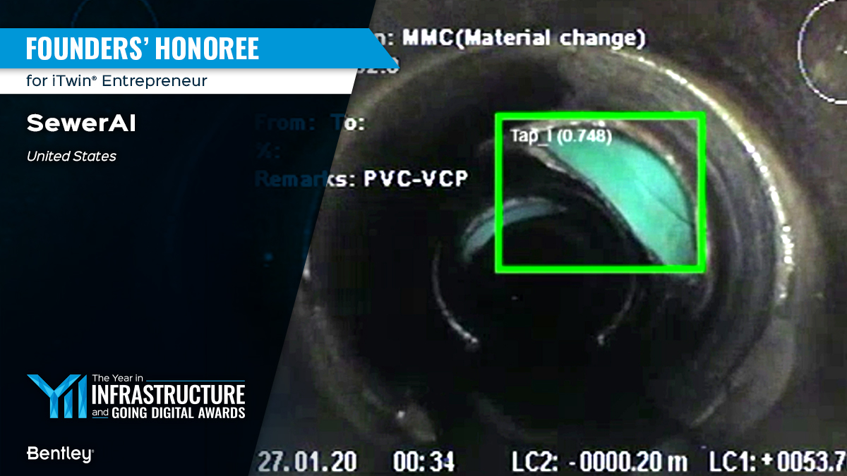Congratulations to SewerAI, the Founders' Honoree for iTwin Entrepreneur! <a href="/aisewer/">SewerAI</a> #YII2021