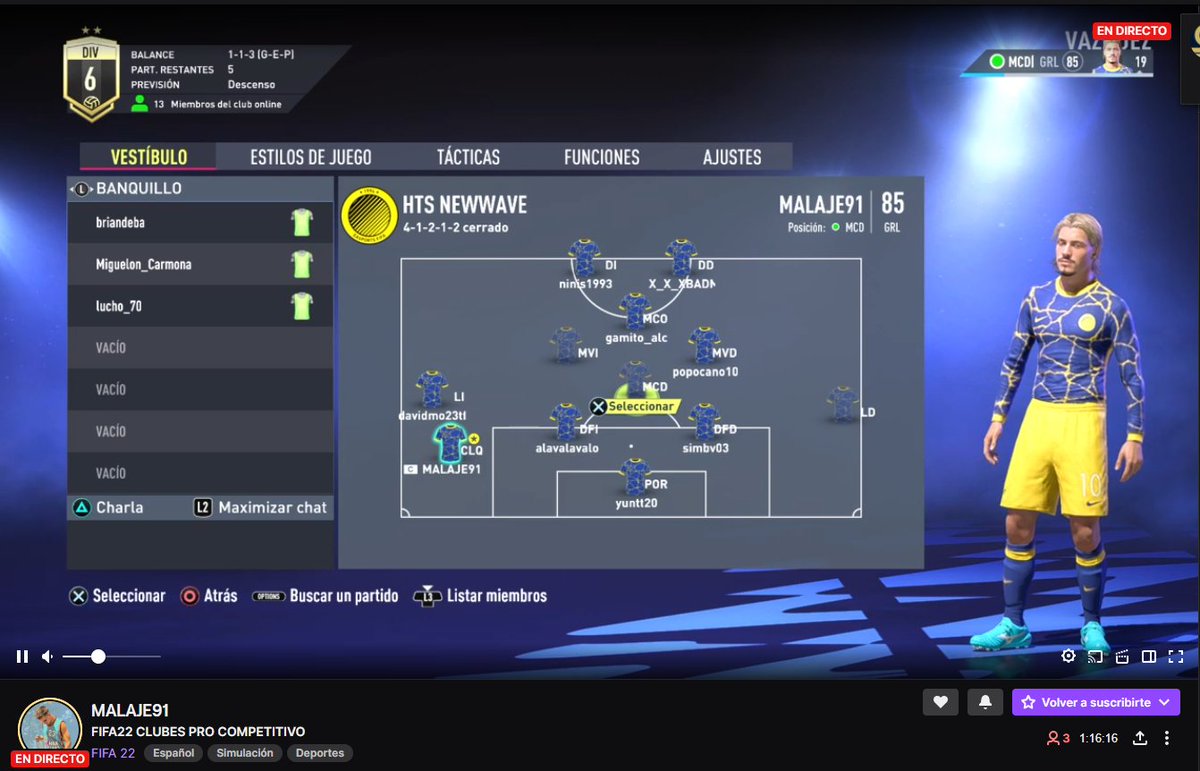 como me gusta ver los partidos de <a href="/HtsFifa/">Hermetikos NW🌊⚡ (FIFA)</a> 

en los canales de @DieguitoMalaje y <a href="/Popocano10/">Josep</a> 

twitch.tv/malaje91