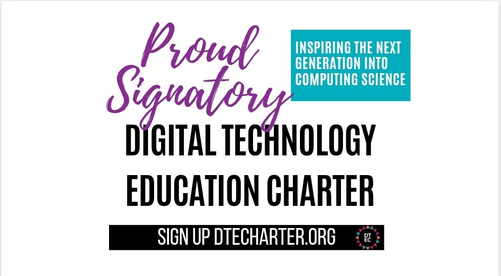 DTECharter's tweet photo. We are thrillied to welcome @aford78 as our latest #DTECSignatory.

The Digital Technology Education Charter is a national movement supporting Computing Science at schools in Scotland. Sign up at https://t.co/KUBHuzBX5t https://t.co/546dbvtmpe