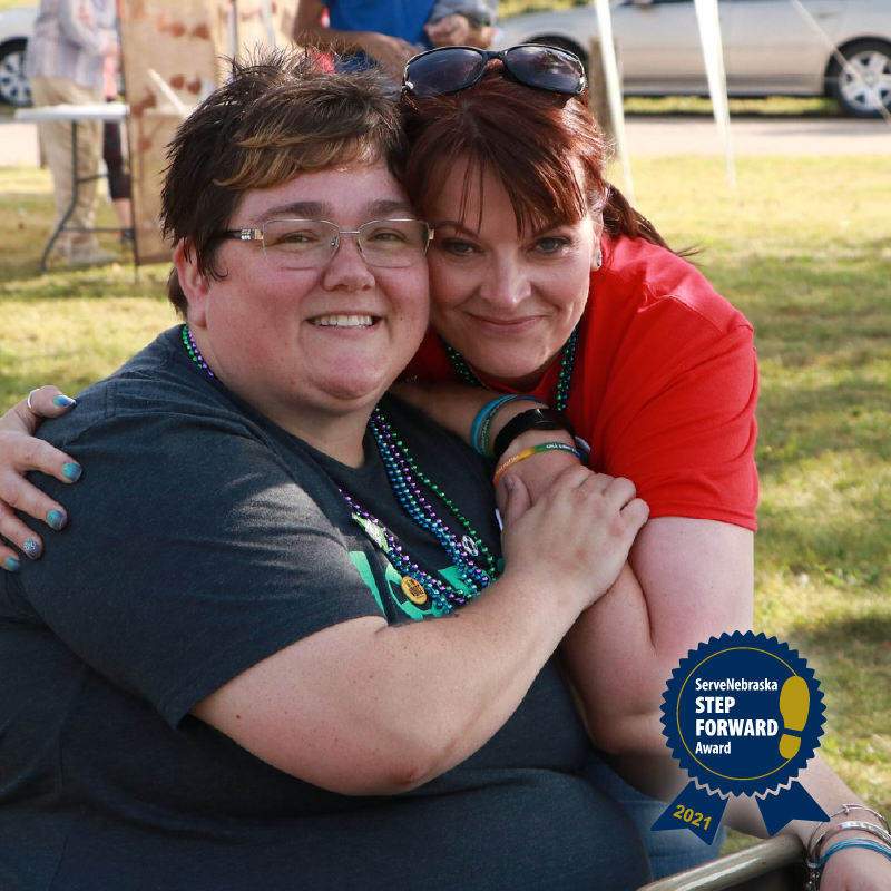 ServeNE's tweet photo. The Adult Volunteer Awardee at the 2021 #StepForwardAwards is Sandy Manfull! Help us honor her dedication to volunteerism, including her work w/ the American Foundation for Suicide Prevention-NE Chapter, at the virtual celebration on Dec. 9th at 6 PM CT. https://t.co/6h3ipdcFuQ https://t.co/srj9lyNcGr
