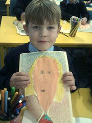 Our Incredible 1s are amazing artists. They have used lines, shape and space and have been mixing colours to make their portrait like Pietro Annigoni. #pietroannigoni #artist 🇮🇹🎨🖌