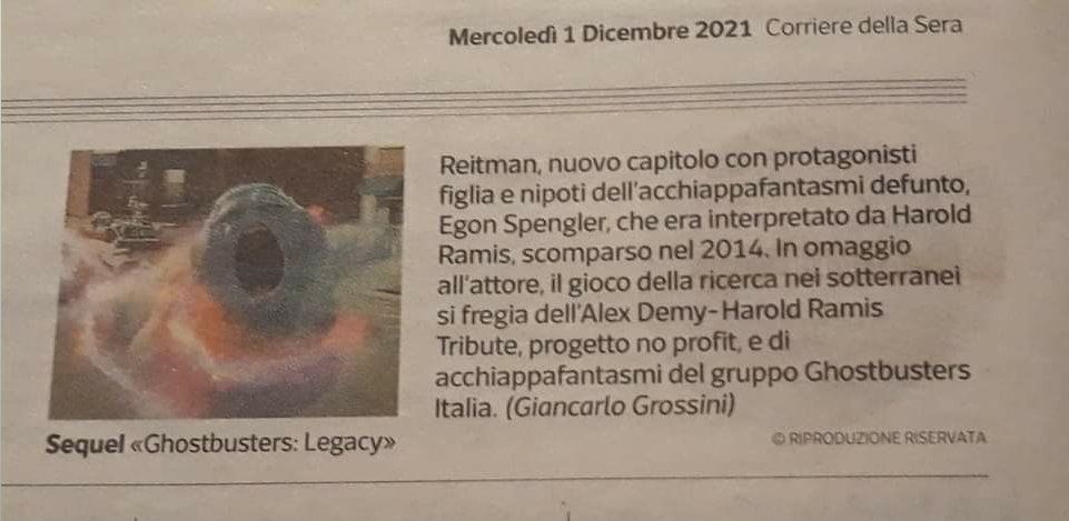 hramistribute's tweet photo. Su @Corriere della Sera di Milano 📰
#corrieredellasera #GhostbustersAfterlife #charity #charityevent #haroldramistribute #ospedaleniguarda #medicinema https://t.co/Z8S39UAJZu