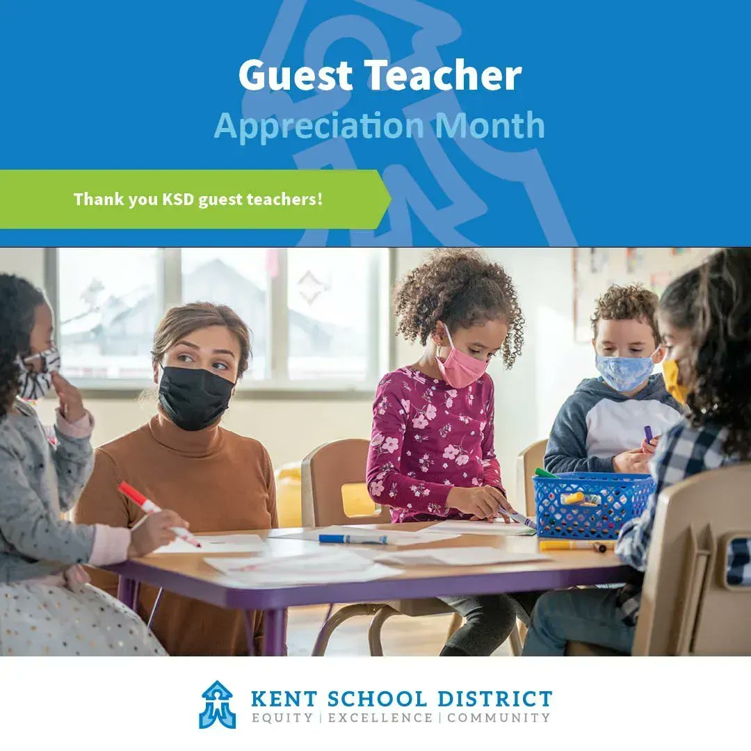 KentSchools415's tweet photo. Its December, and that means its Guest Teacher Appreciation Month. Thank you to all of our guest teachers who come in within a moment’s notice, to support and help our students learn & be successful.
Click here to be a part of #TeamKSD as a guest teacher: https://t.co/PFrB8XbpeK https://t.co/C4GoQOo7Zd