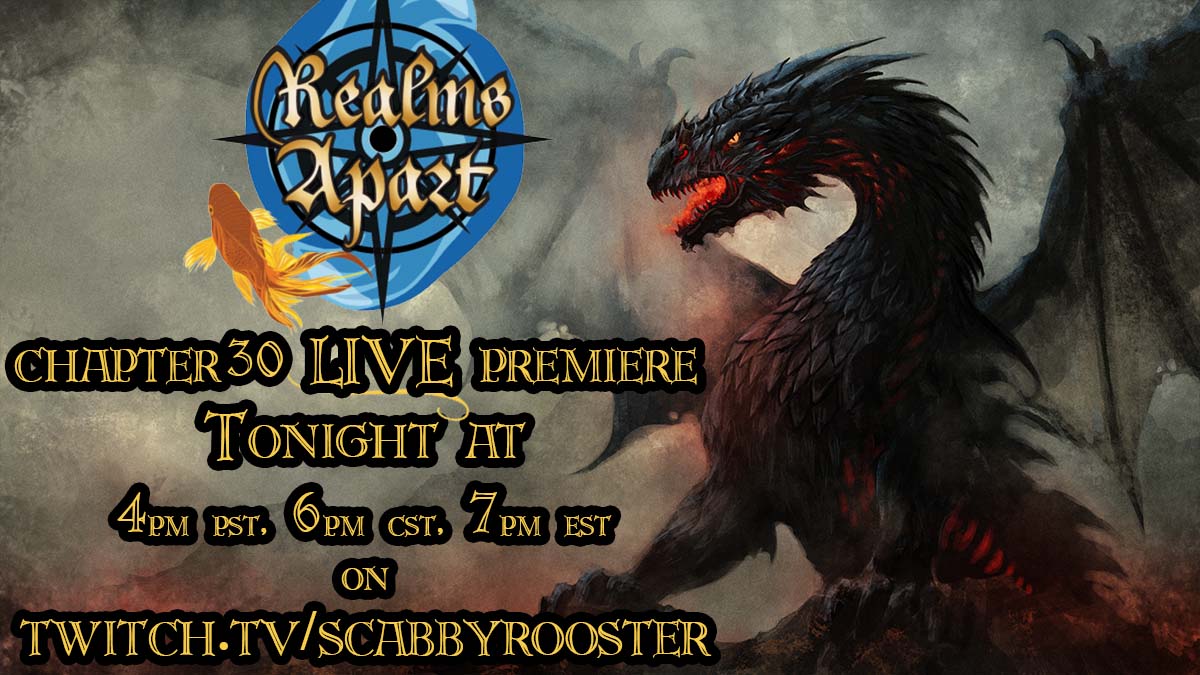 ScabbyRooster's tweet photo. Black Dragons are the most malicious dragon in Abeir-Toril. Can the party persuade the Daughter of Doom to spare them? Join us at 4pm PST for the Live Premiere of @Realms_Apart - Chapter 30 - “Words with the Daughter of Doom” https://t.co/B9S8V1d7kF #dnd #ttrpg #roll20spotlight https://t.co/MT7p1WuGKB