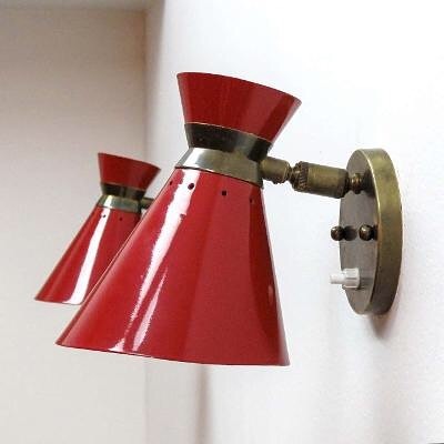 GalleryL7's tweet image. Pair of French Double Cone Wall Lights, 1950 #galleryl7 #walllights #doublecone #sconces #midcenturymodern #1950s 
#frenchmodern #renemathieu #lightingdesign #interiordesign #red #losangeles #melroseavenue #larchmont #vintageshop #1stdibsdealer instagr.am/p/CW9MEoQPJZU/