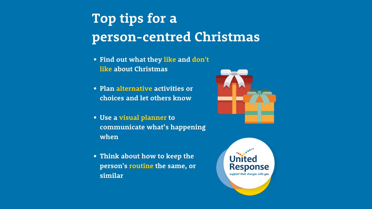 unitedresponse's tweet photo. Christmas can look a bit different for disabled and autistic people and their families. 🎄✨ 

How do make your celebrations more accessible? 🤔 

Let us know what to add to our 'top tips'... 8/9

#OurFamilyAndAutism #DisabilityTwitter #LearningDisabilities https://t.co/gGozhP3ROB