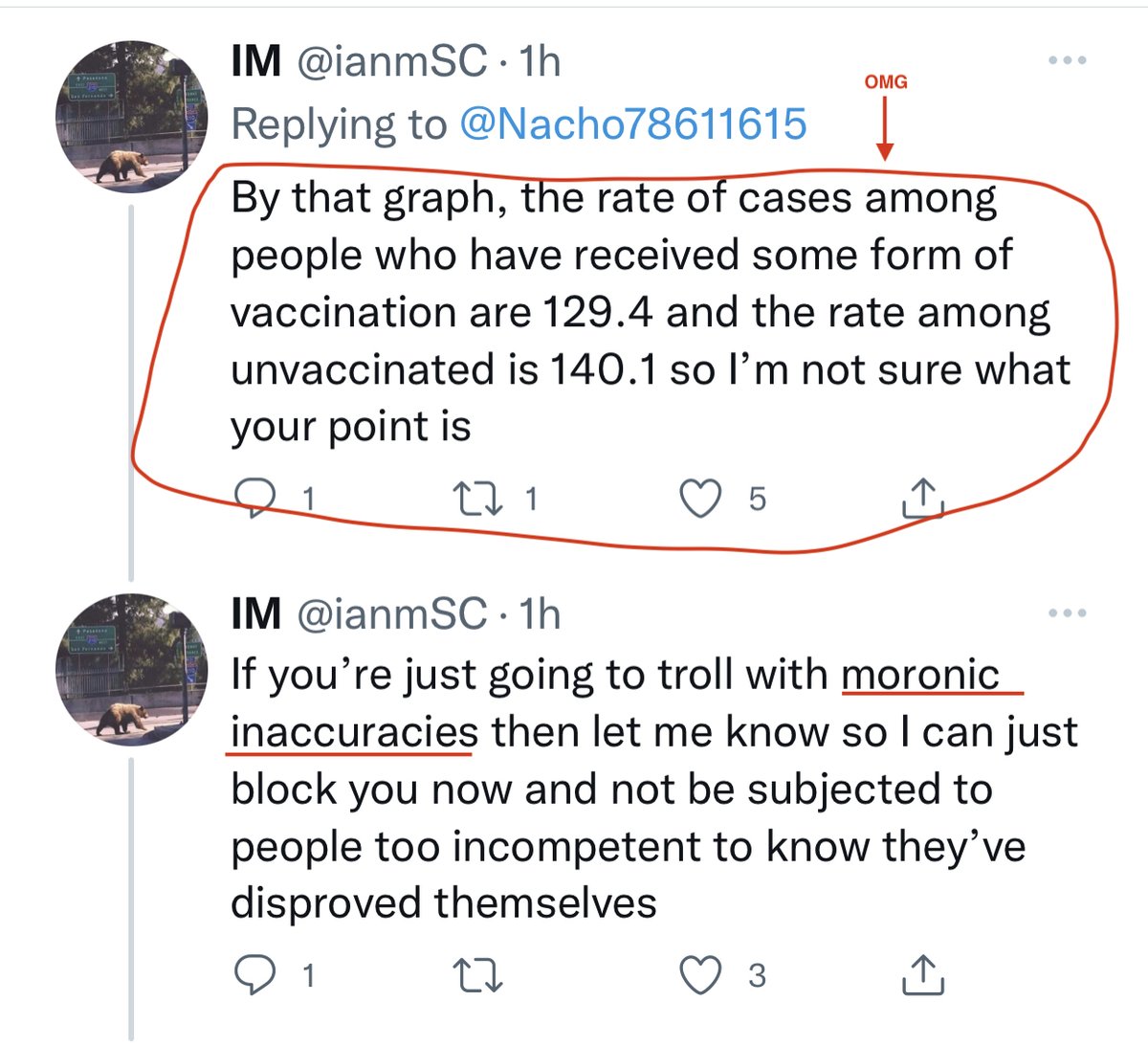 thereal_truther's tweet photo. WOW. 

Forget everything you've seen before from anti-vax grifter &amp; self-proclaimed "data analyst" @ianmSC.

I haven't seen an embarrassing self-own this bad since...ever?

#IanMillerFactCheck https://t.co/ec5Z6arrYc